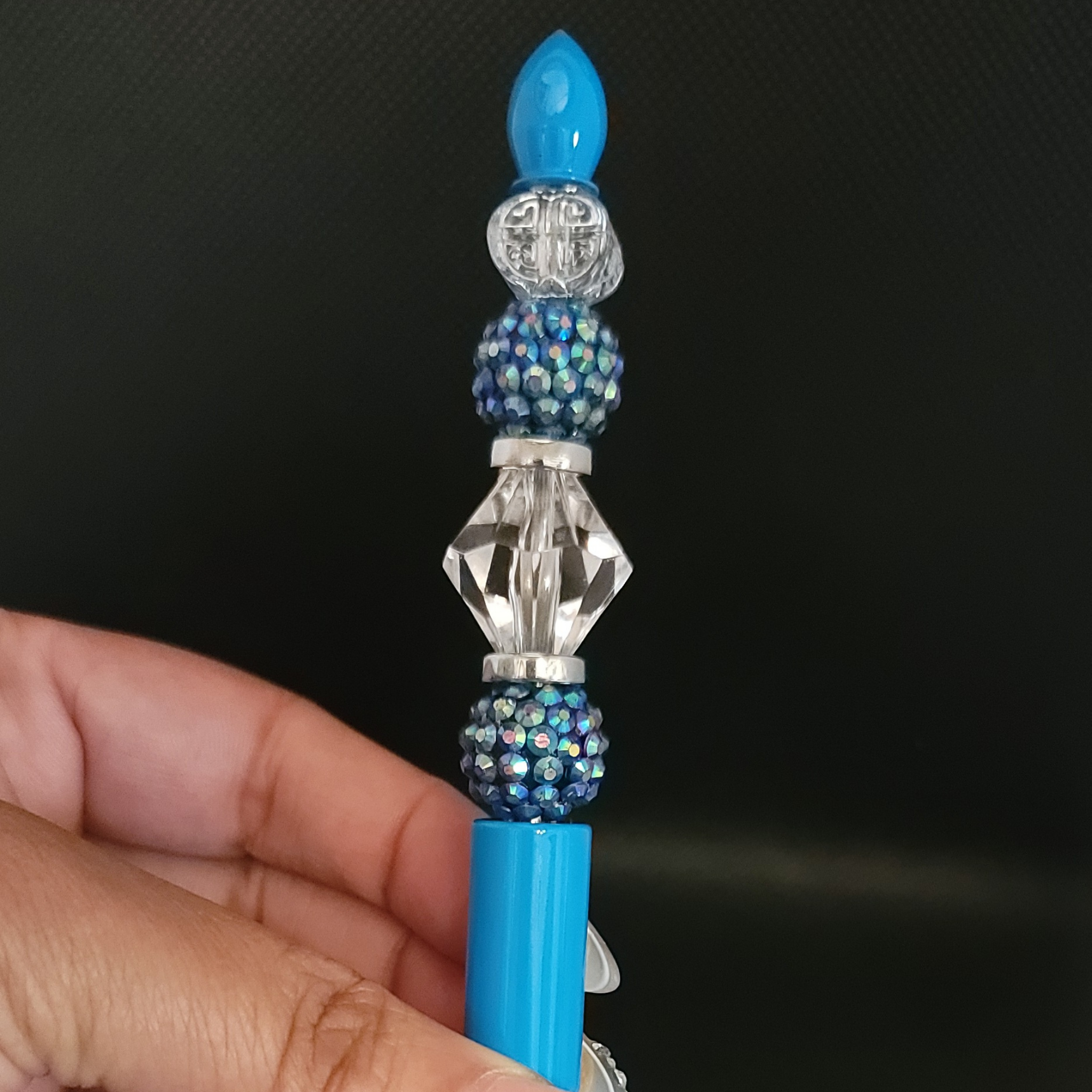 Aria - Crystal, Silver & Teal Blue Jeweled Ink Pen