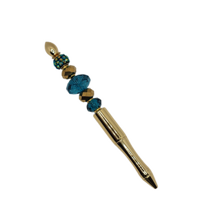 Surya Teal Green & Gold Jeweled Pen