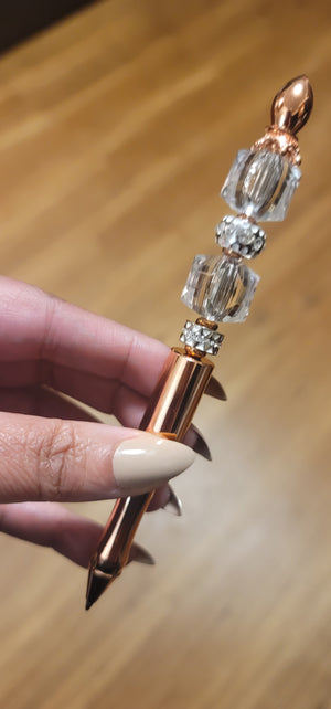 Luna - Crystal, Silver & Rose Gold Jeweled Pen