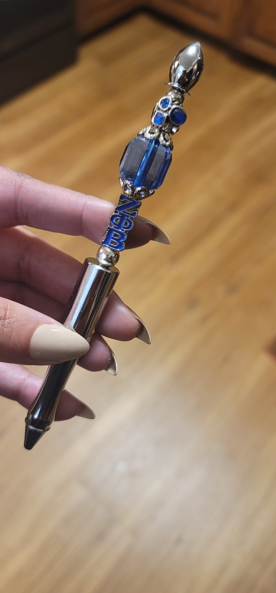 Ximena - Blue, Silver & Jeweled Ink Pen