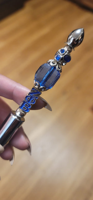 Ximena - Blue, Silver & Jeweled Ink Pen