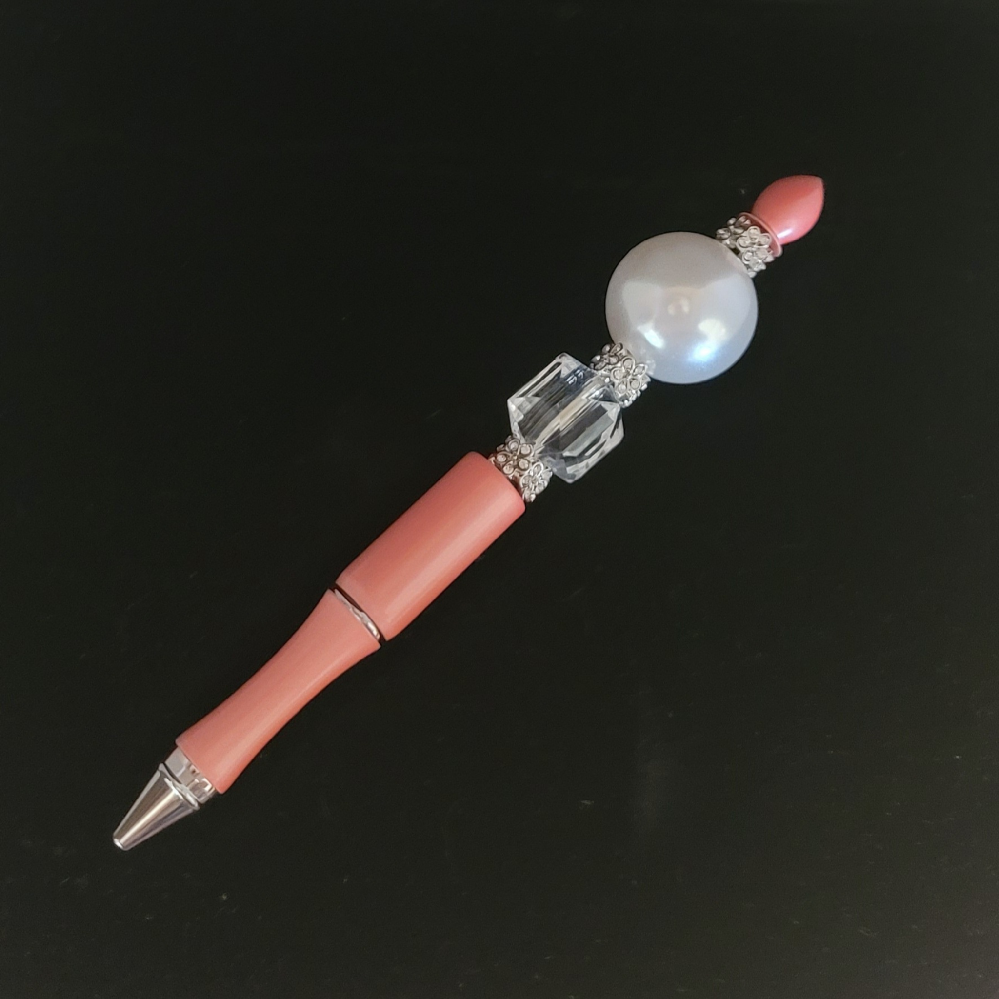 Isabella - Pearl, Crystal & Pastel Pink Jeweled Ink Pen