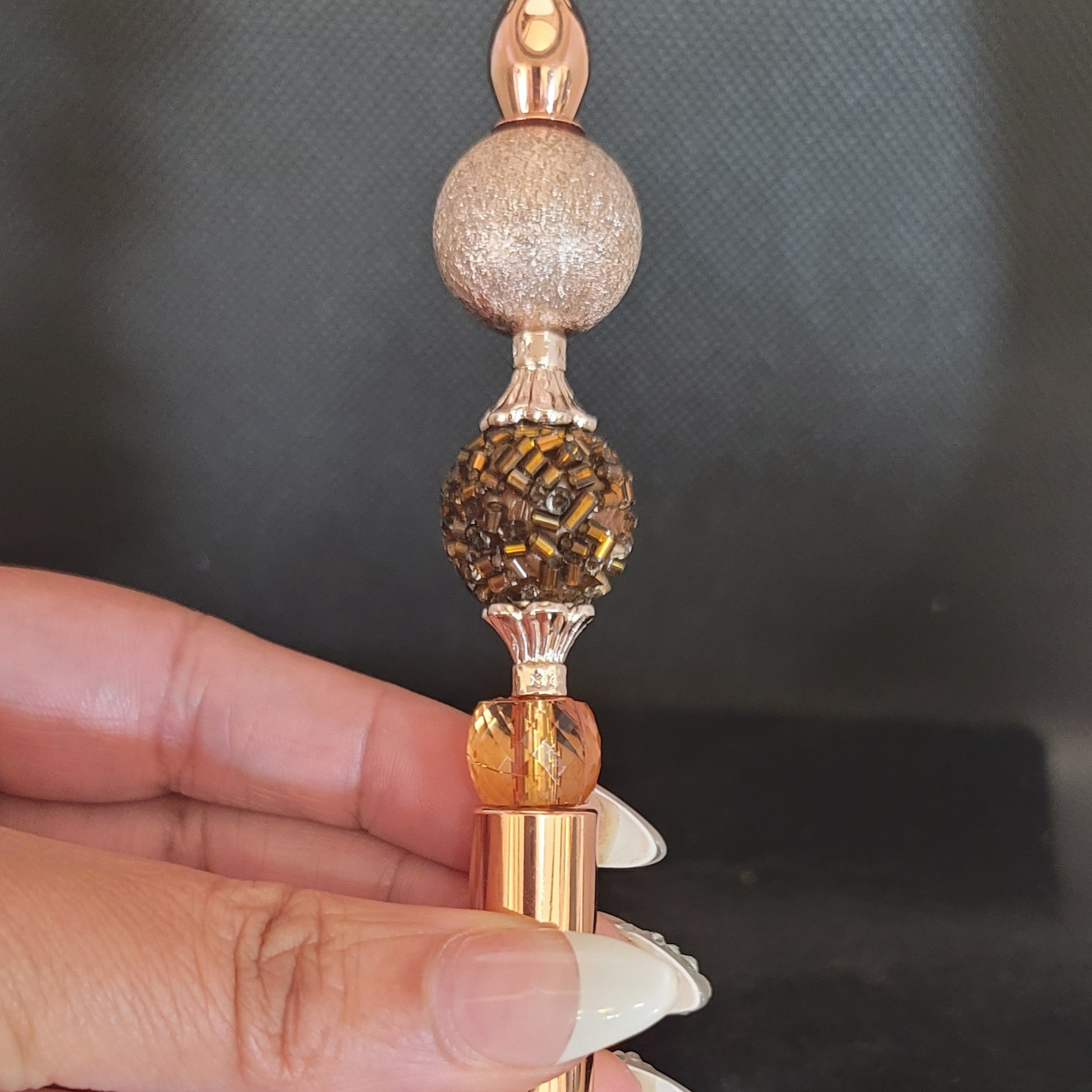Mocca - Mocha, Amber & Rose Gold Jeweled Pen