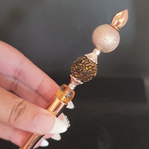 Mocca - Mocha, Amber & Rose Gold Jeweled Pen