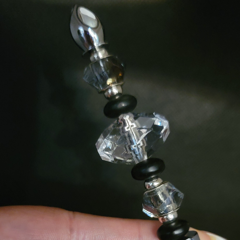 Meyla - Crystal, Black, & Silver Jeweled Ink Pen