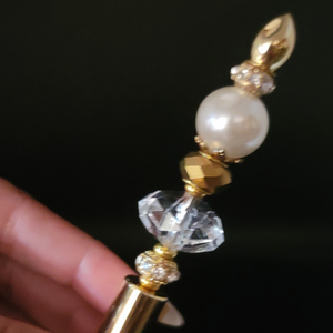 Akoya - Pearl, Crystal & Gold Jeweled Ink Pen