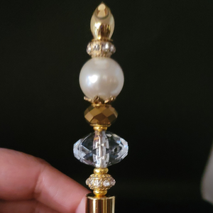 Akoya - Pearl, Crystal & Gold Jeweled Ink Pen